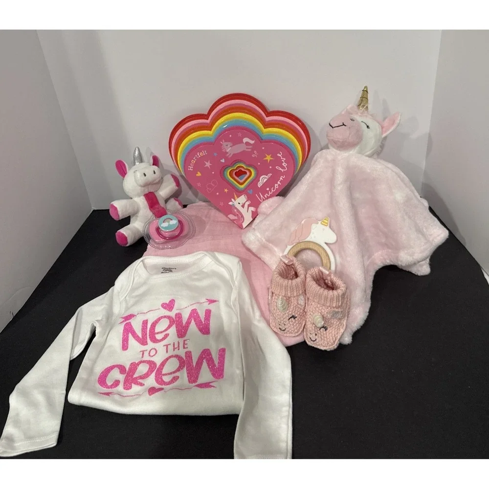 Girls Baby Shower Unicorn Gift Bundle Box, Welcome Mom & Newborn‎ Girl Present